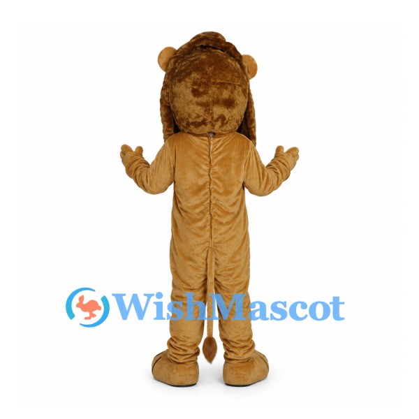 Brown Lion Mascot Costume with Long White Muzzle and Small Mane