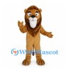 Brown Lion Mascot Costume with Long White Muzzle and Small Mane