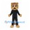 Lion Mascot Costume with Black Suit and Shaggy Tan Head