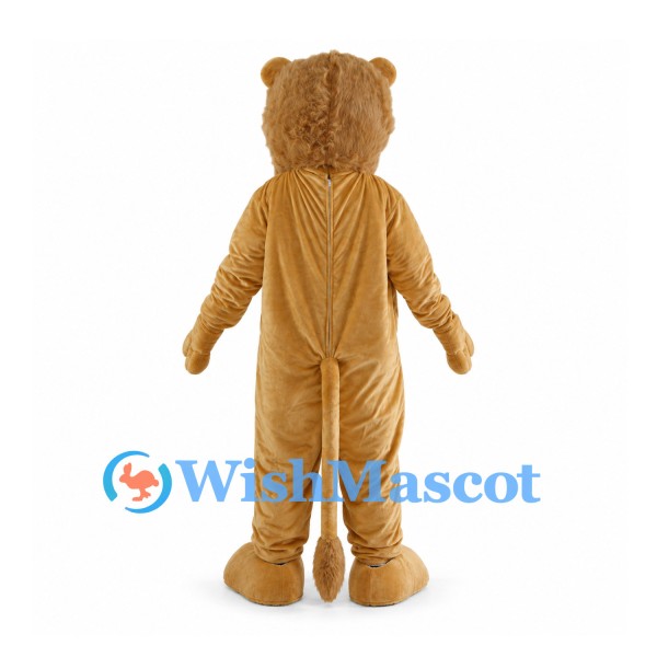 Tan Lion Mascot Costume with Small Mane and Roaring Face