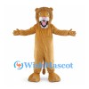 Tan Lion Mascot Costume with Small Mane and Roaring Face
