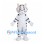 White Tiger Mascot Costume with Black Stripes and Orange Eyes