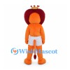 Orange Lion King Mascot Costume with Gold Crown and White Shorts