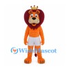 Orange Lion King Mascot Costume with Gold Crown and White Shorts