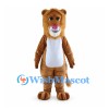 Brown Lion Mascot Costume with White Belly and Pink Nose