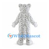 Snow Leopard Mascot Costume with Gray Spots and White Paws