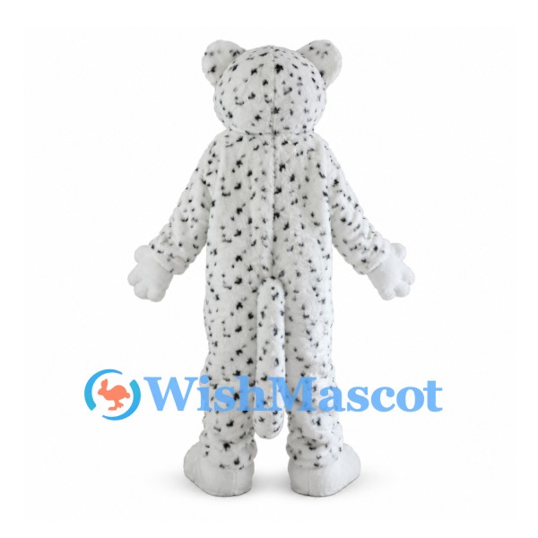 Snow Leopard Mascot Costume with Gray Spots and White Paws