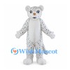 Snow Leopard Mascot Costume with Gray Spots and White Paws