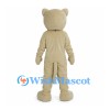 Beige Wildcat Mascot Costume with White Belly and Black Facial Stripes