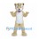 Beige Wildcat Mascot Costume with White Belly and Black Facial Stripes