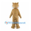 Tan Tiger Mascot Costume with Long White Chest Fur and Pink Nose