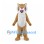 Tan Tiger Mascot Costume with Long White Chest Fur and Pink Nose