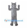 Gray Tiger Mascot Costume with White Belly and Pink Nose
