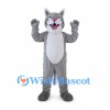 Gray Tiger Mascot Costume with White Belly and Pink Nose