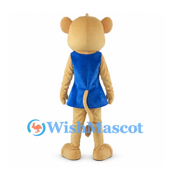 Lioness Mascot Costume in Tan with Blue Dress