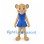 Lioness Mascot Costume in Tan with Blue Dress