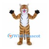 Golden Tiger Mascot Costume with Black Stripes and Clawed Paws