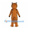 Orange Tiger Mascot Costume with White Belly and Gray Ears