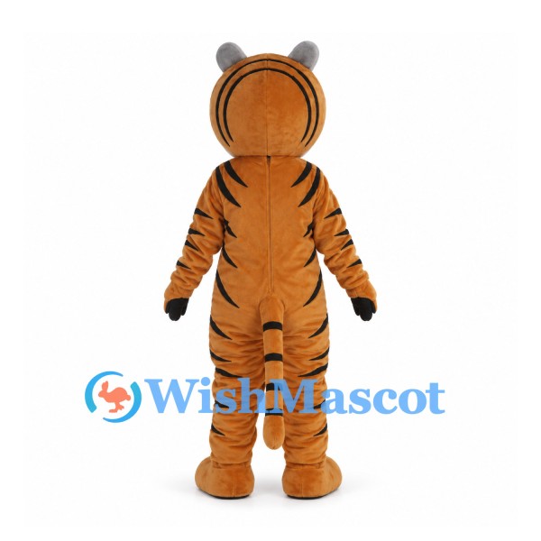 Orange Tiger Mascot Costume with White Belly and Gray Ears