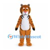 Orange Tiger Mascot Costume with White Belly and Gray Ears