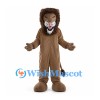 Brown Lion Mascot Costume with Dark Mane and Roaring Face