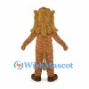Tan Lion Mascot Costume with Long Golden Mane and Pink Nose