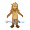 Tan Lion Mascot Costume with Long Golden Mane and Pink Nose