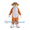 Leopard Mascot Costume in Orange with Sunglasses and White Belly