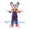 White Tiger Mascot Costume with Purple Overalls and Orange Striped Shirt