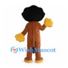 Brown Lion Mascot Costume with Black Mane and Yellow Belly