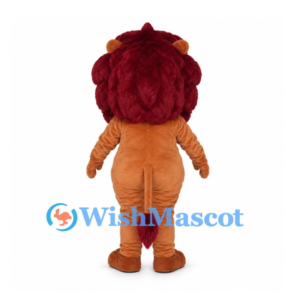 Orange Lion Mascot Costume with Deep Red Petal Mane