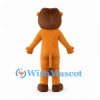 Orange Lion Mascot Costume with Muscular Torso and Brown Mane