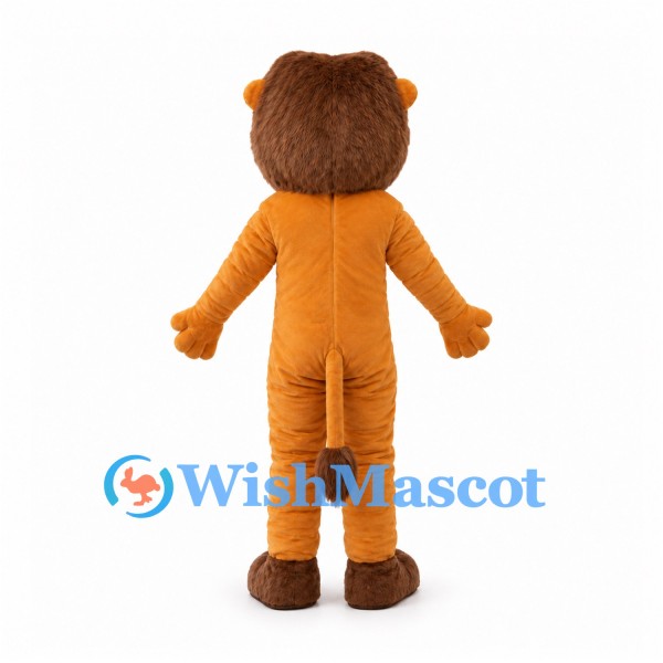 Orange Lion Mascot Costume with Muscular Torso and Brown Mane