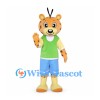Leopard Mascot Costume with Green Vest and Blue Shorts