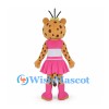 Leopard Mascot Costume with Pink Dress and Matching Boots