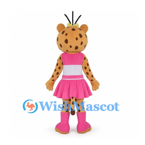 Leopard Mascot Costume with Pink Dress and Matching Boots