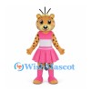 Leopard Mascot Costume with Pink Dress and Matching Boots