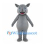 Gray Rhino Mascot Costume with Rounded Belly and Pointed Ears