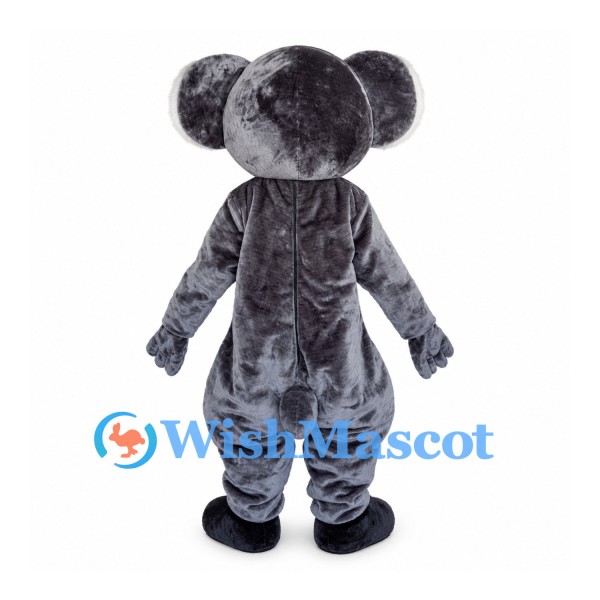 Koala Mascot Costume in Gray with Blue Goggles and White Belly