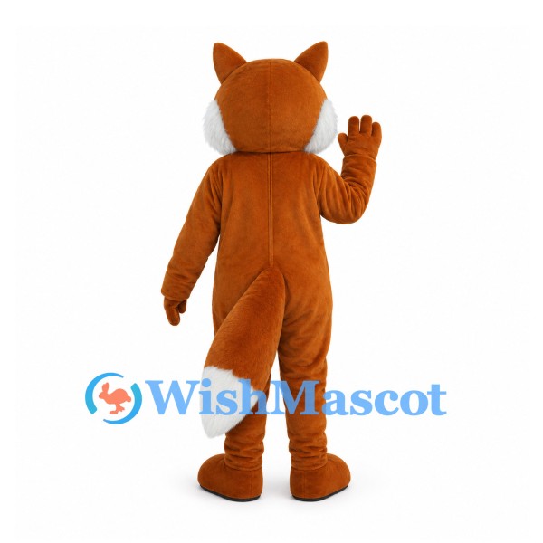 Orange Fox Mascot Costume with White Chest and White Tipped Tail