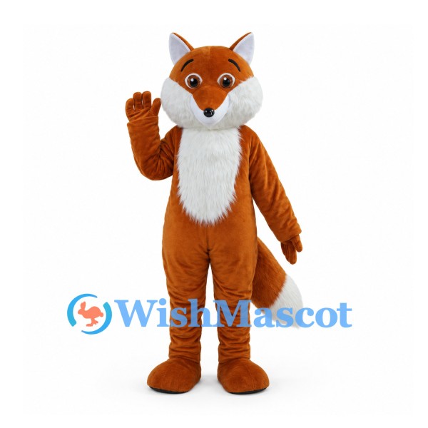 Orange Fox Mascot Costume with White Chest and White Tipped Tail