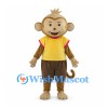 Monkey Mascot Costume with Yellow Shirt and Brown Shorts