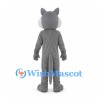 Gray Wolf Mascot Costume with White Belly and Bared Teeth