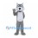 Gray Wolf Mascot Costume with White Belly and Bared Teeth