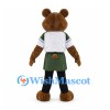 Bear Mascot Costume with White Shirt and Green Skirt