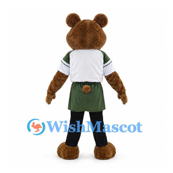 Bear Mascot Costume with White Shirt and Green Skirt