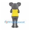 Koala Mascot Costume in Gray with Yellow Shirt