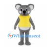 Koala Mascot Costume in Gray with Yellow Shirt