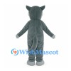 Gray Wolf Mascot Costume with White Belly and Long Tail