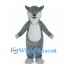 Gray Wolf Mascot Costume with White Belly and Long Tail